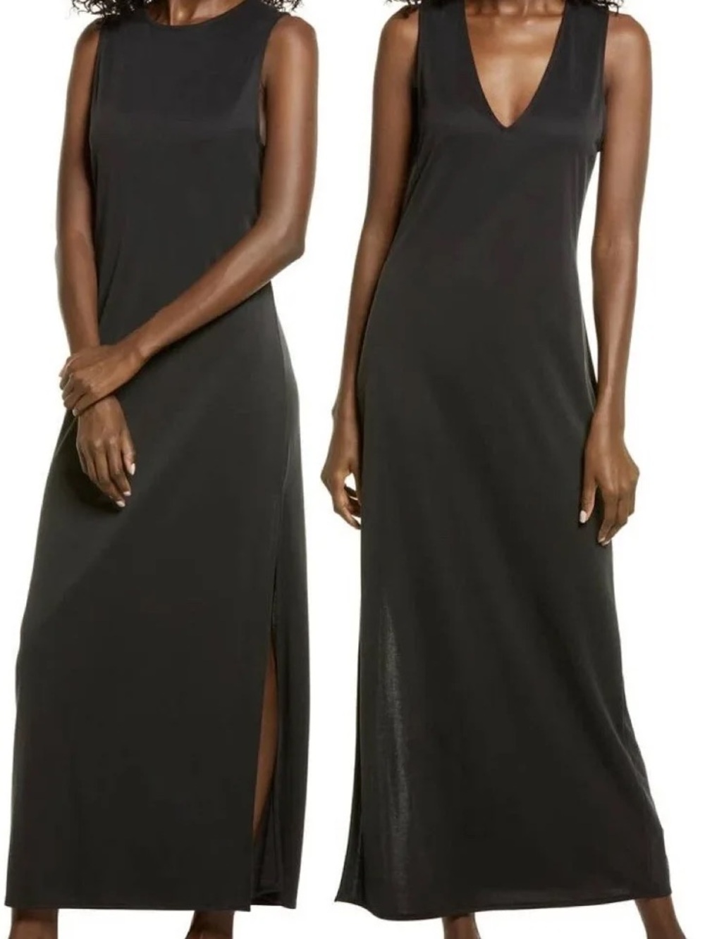 Black Sleeveless Maxi Dress with Side Slit